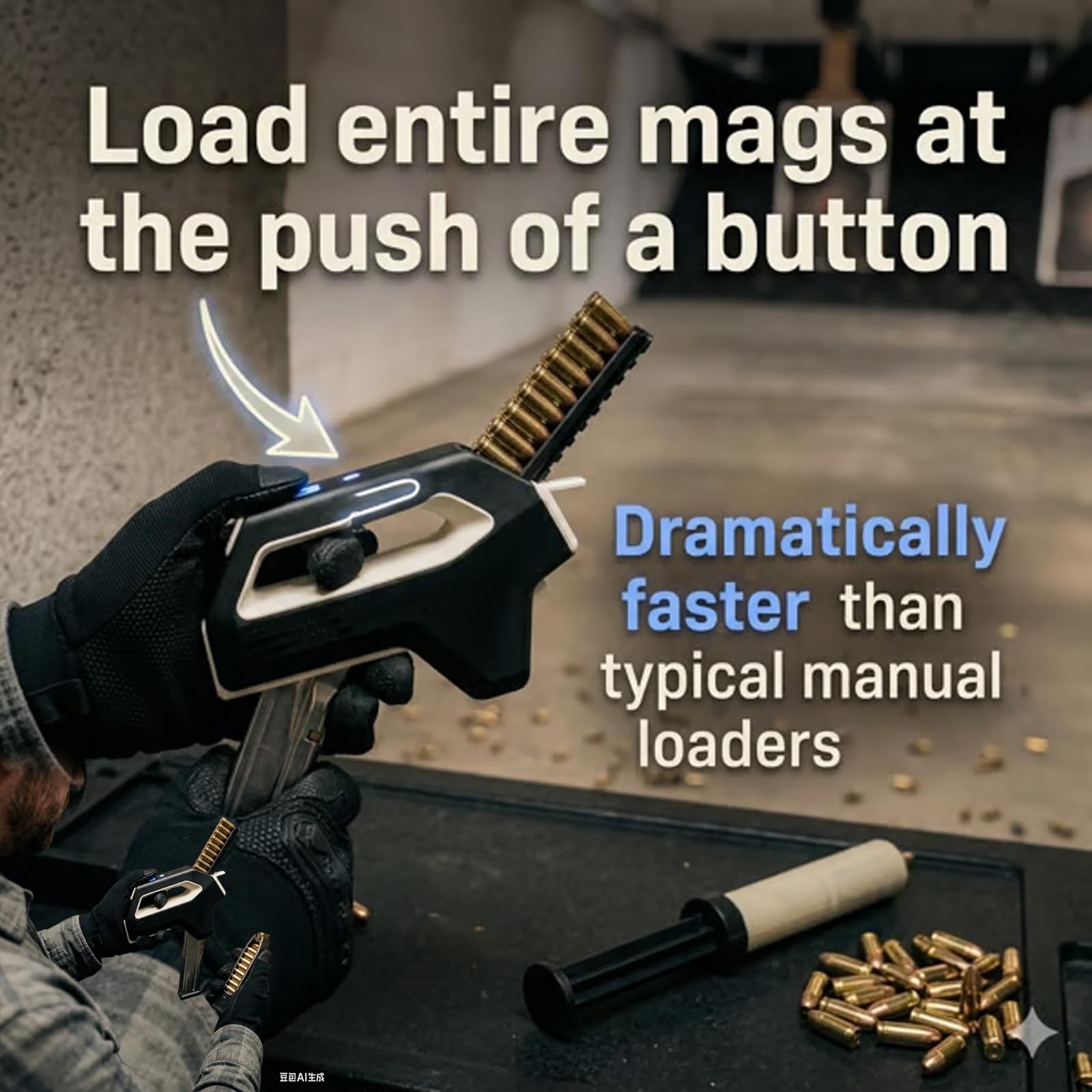 Automatic Handheld 9mm Magazine Loader, Magazine Speed Loader, Guns that Use 9mm Bullets 100 Magazines on a Single Charge — view 4