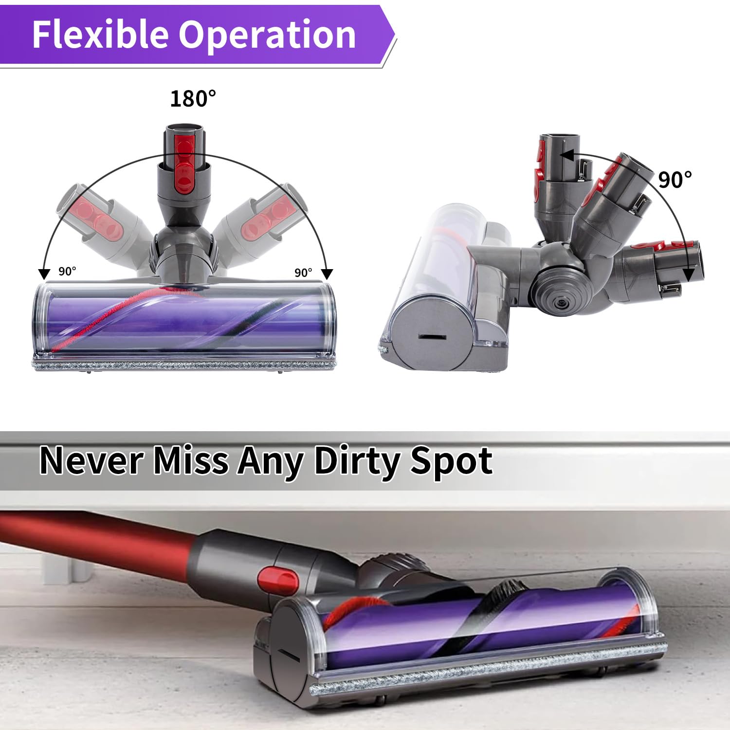 Spazzola Motorizzata Azionamento Diretto Compatibile con Dyson V7 V8 V10 V11 V15, Adatto per tappeti e Pavimenti duri Pezzo di Ricambio 967483-04