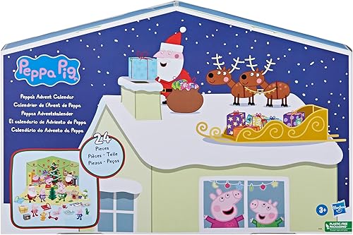 Miniatura 2 de Peppa Pig Calendario de Adviento con 24 juguetes sorpresa y calcomanías, incluyendo 5 figuras de Peppa Pig y juguetes preescolares para niñas y