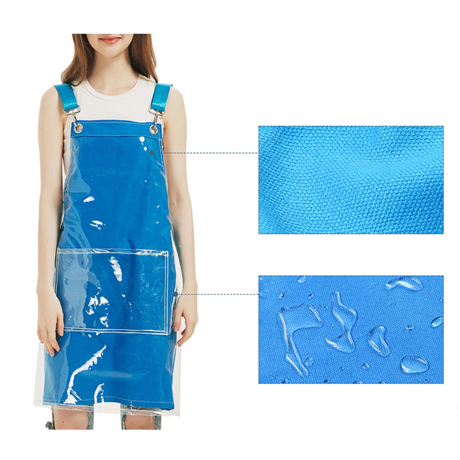 Delantal de peluquería Impermeable y Transparente, diseño de Doble Cara con Bolsillos, Ideal para Chef, camareros y peluqueros. Talla única, Naranja (Azul, Talla única).