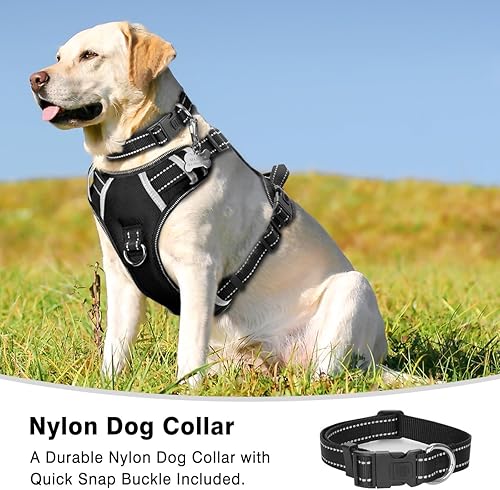 Miniatura 2 de WINSEE - Arnés para perro con collar sin tirones chaleco Oxford reflectante y ajustable asa de fácil control y hebillas para correa adelante y atrás