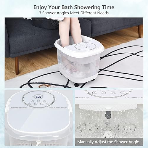 Miniatura 2 de Giantex Masajeador de pies con calor, 2 rodillos, 4 masajeadores Shiatsu, control de temperatura, temporizador, ducha de 3 ángulos, caja de