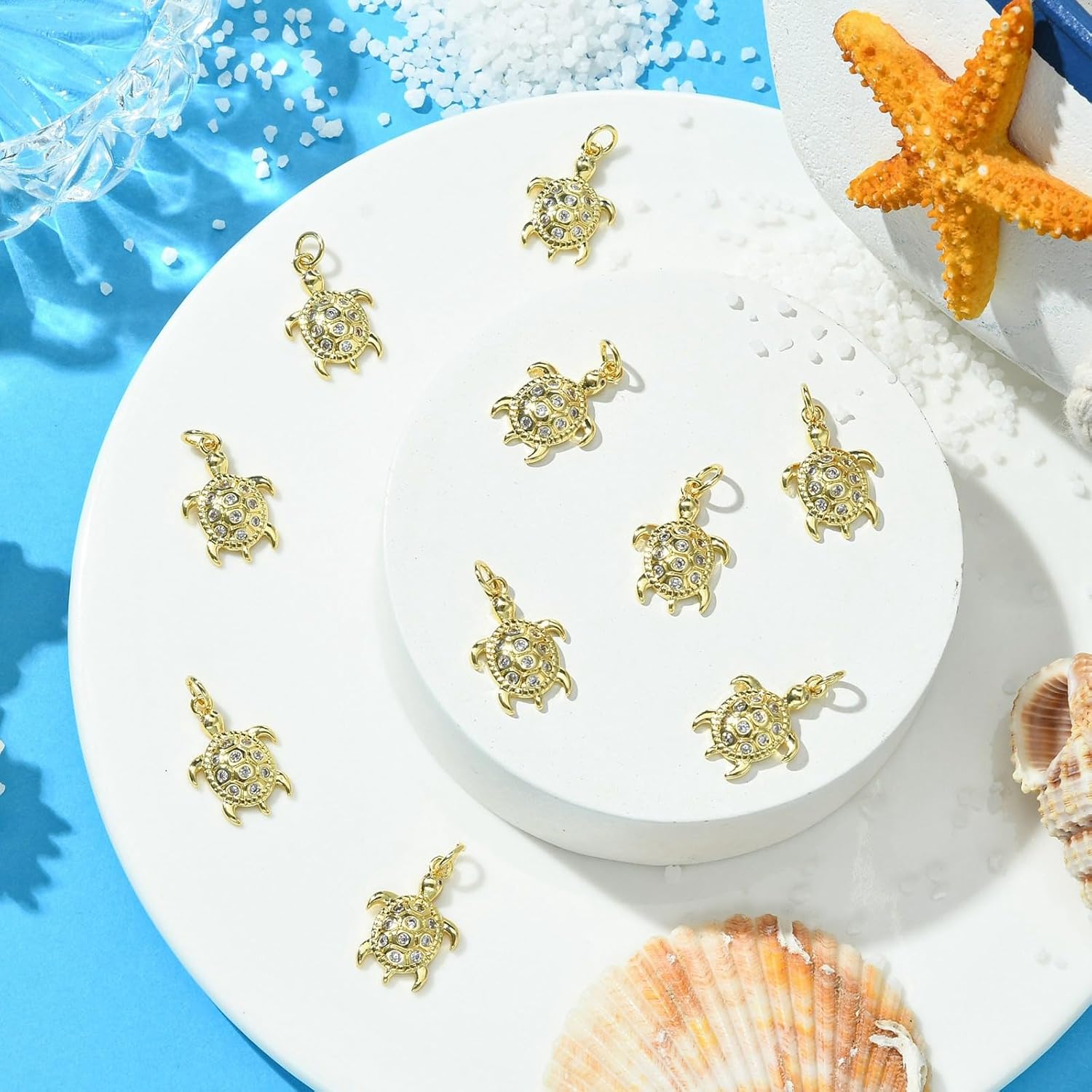 KitBeads 10pcs Cubic Zirconia Sea Turle Charms Brass CZ Ocean Sea Animal Charms 18K Real Gold Plated Tortoise Charms for Jewelry Making Bulk - Image 6