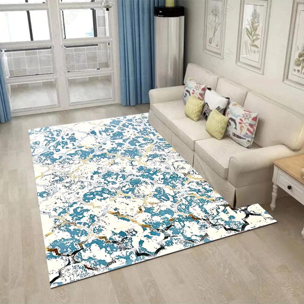 Tapis Salon 80x150 Imprimé Bleu Canard Tapis Salon Design Moderne Tapis Chambre Antidérapant Soft Tapis de Designer Tapis Poils Courts Carpet for Home Living Room Decoration