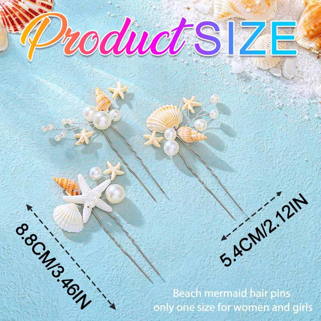 HEREAD Starfish Mermaid Hair Pins Pearl Hair Accessories Sea Shell Hair Pieces for Women and Girls (Pack of 3) (Silver) - Image 7