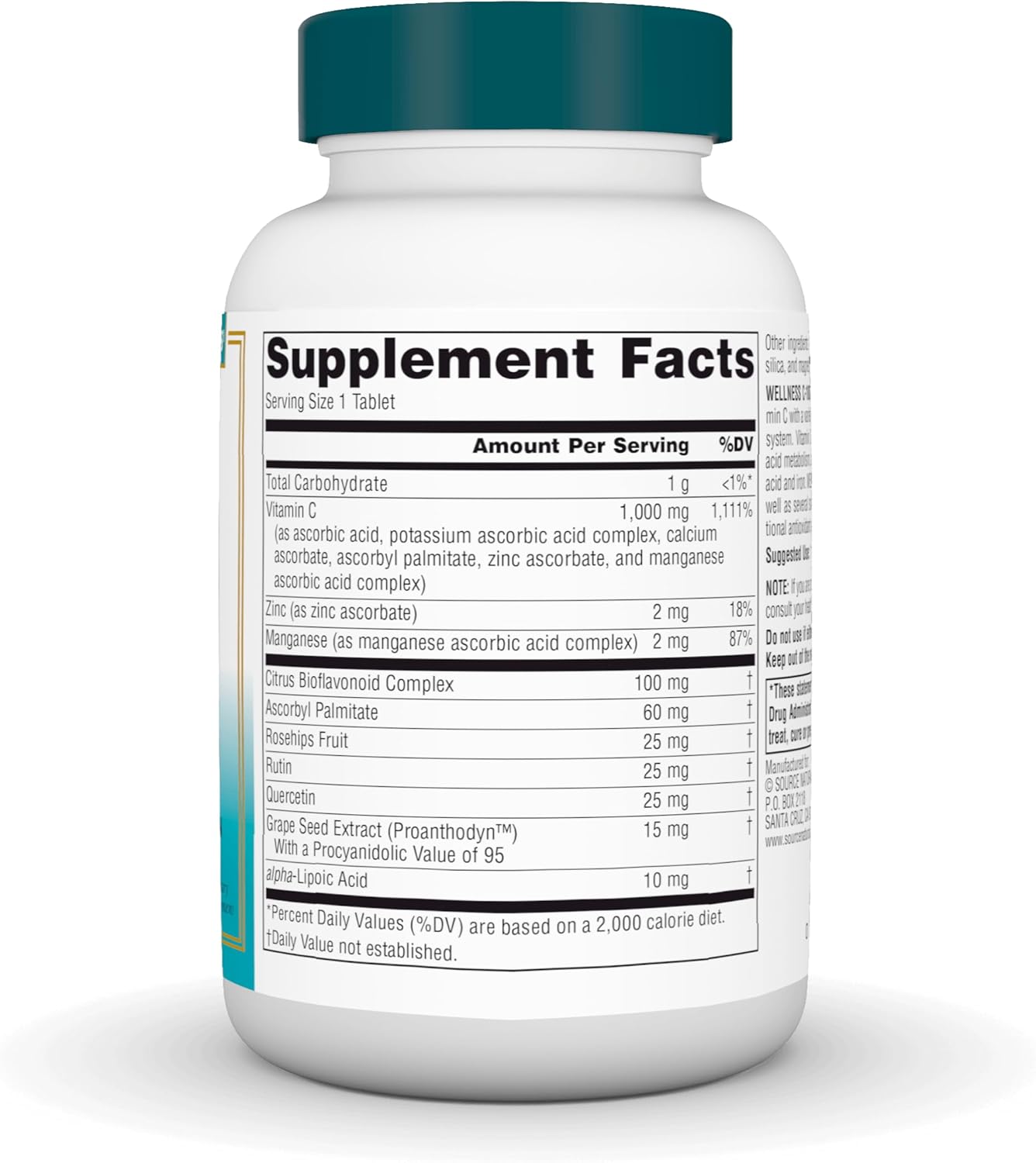 Source Naturals Wellness C-1000 with Antioxidant Protection and Immune Protection* - 50 Tablets - Image 2