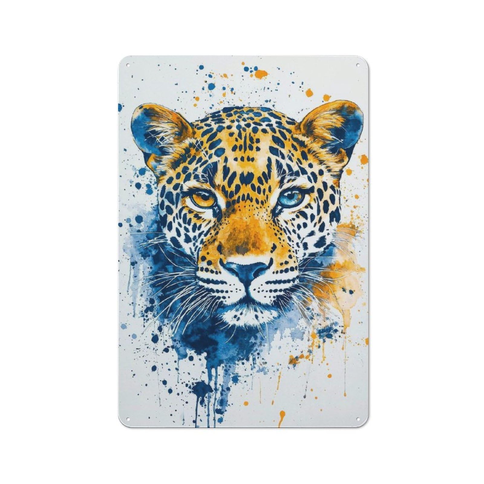 Wildly Spotted Leopard Watercolor Vintage-inspired Tin Sign 30x20cm for Garage Or Workshop, for Vintage Wall Decor Fans, for Metal Sign Collectors