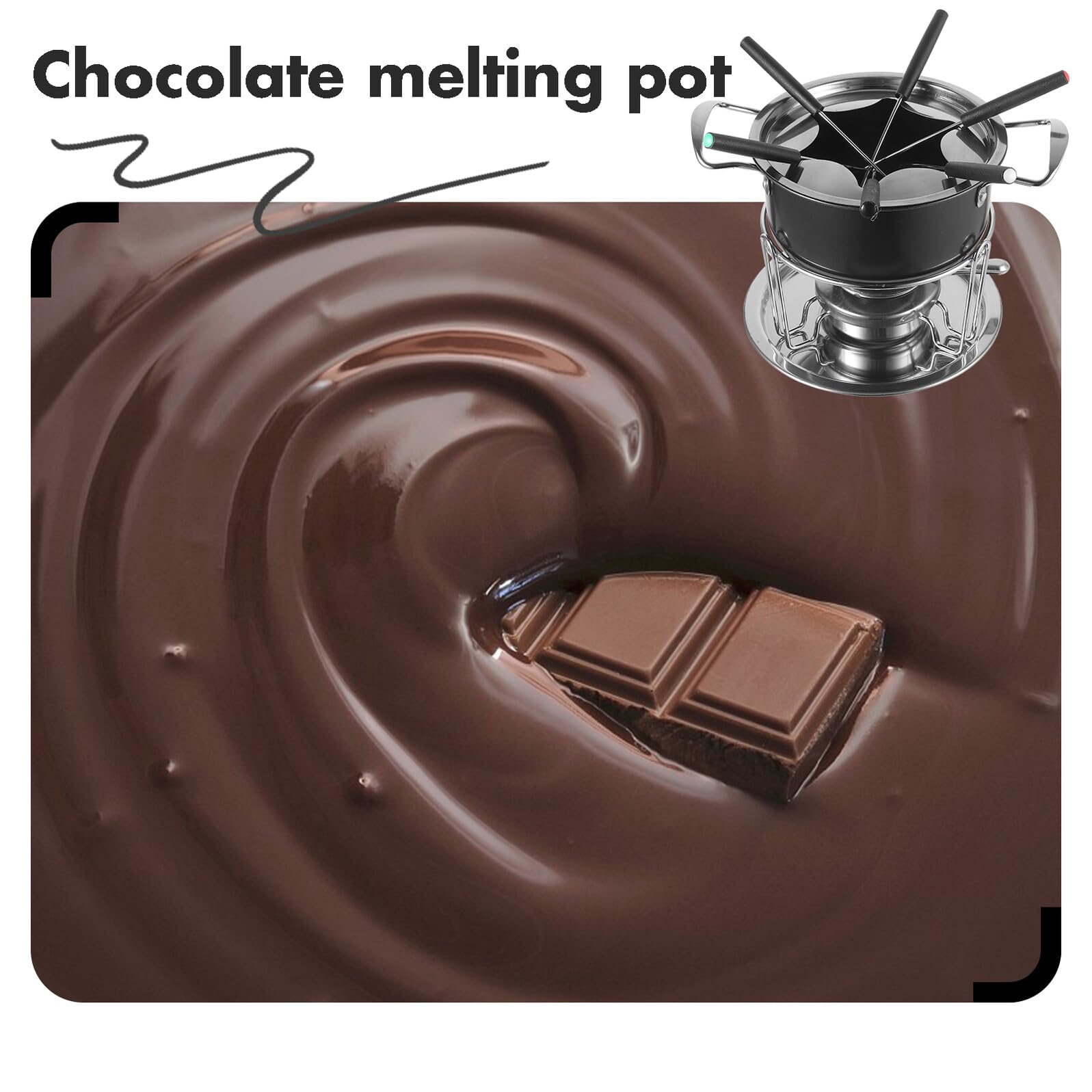ERINGOGO Fondue-Set Käse- Und Schokoladenfondue-Topf – Antihaftbeschichteter Edelstahl-Fonduebecher Kochutensilien Fondue-Set Käse- Und Schokoladen-Schmelztopf DIY-Backutensil