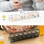 2 Pack Weekly Pill Organizer, Large 7 Day Pill Case, Daily Vitamin Case Medicine Box, AM/PM Pill Containers for Medicine Supplements Fish Oil(White & Black)