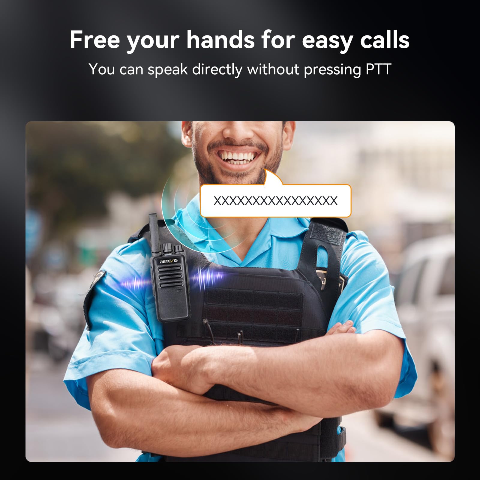Retevis RT668 Walkie Talkie PMR446 Ricetrasmittenti VOX Anticaduta Antipolvere Auricolari 4 Pezzi Nero