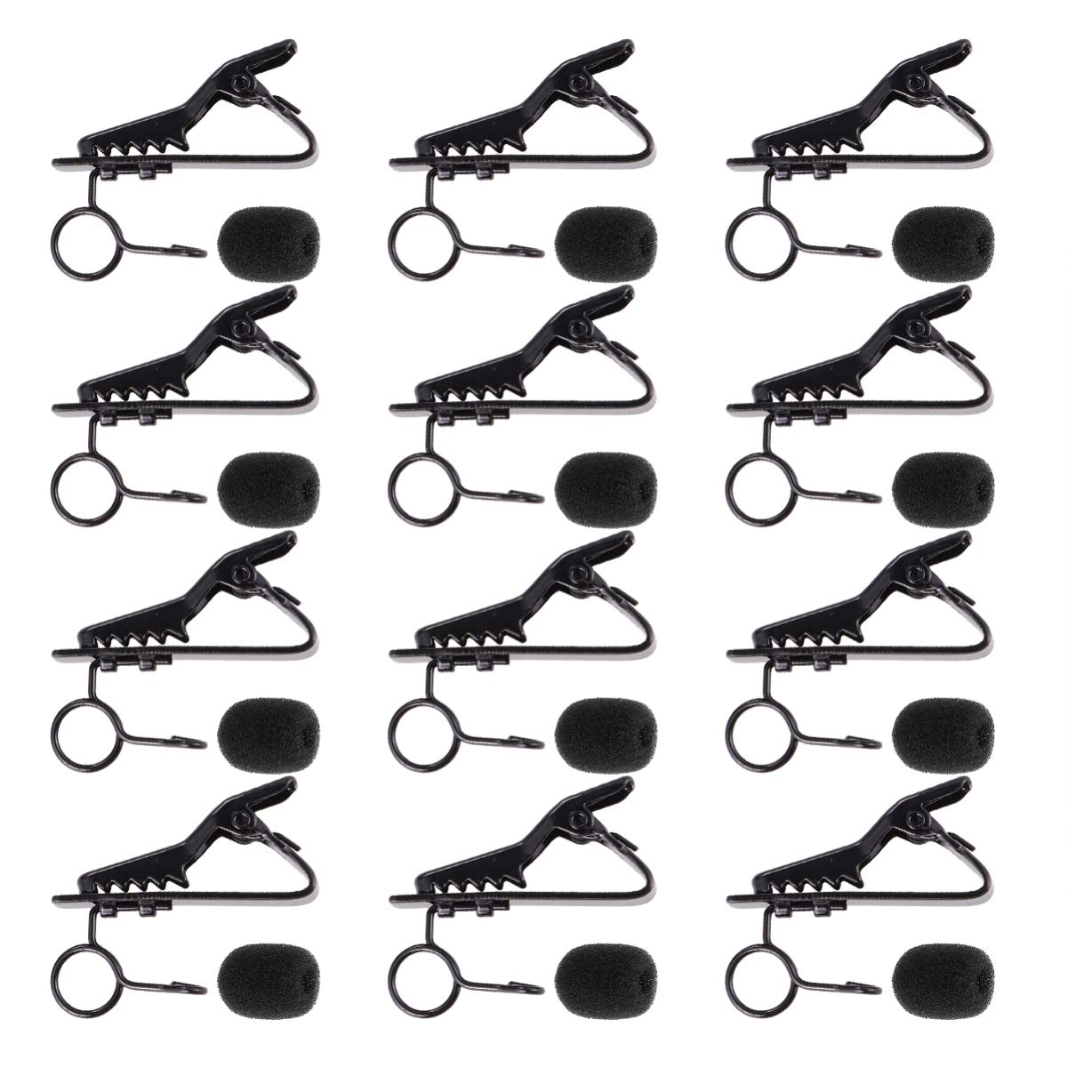 Yardwe 24Pcs Iron Clip Lapel Lavalier Microphone Holder Mini Tie Clip with Black Clips Sponge Covers for Voice Chat Video Conferencing Karaoke and Recording