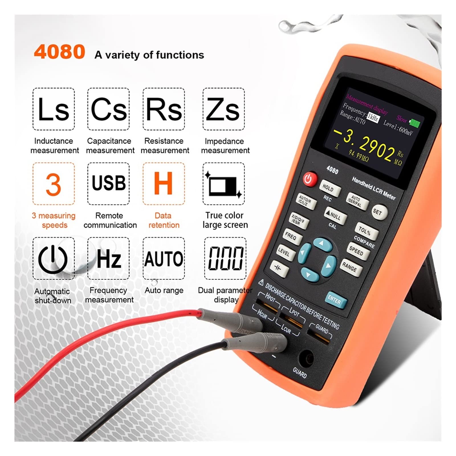 Multímetro Digital Inteligente Recargable Medidor de Puente Digital multifunción de 5 dígitos de Mano LCR Condensador probador de Resistencia de inductancia 100 KHz DCR con USB