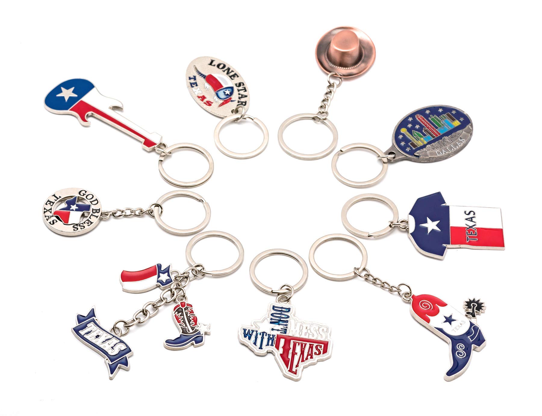 Lamatar1 Texas Bundle Souvenir Keychain Set of 21 Pcs Texas Cowboy I love Texas