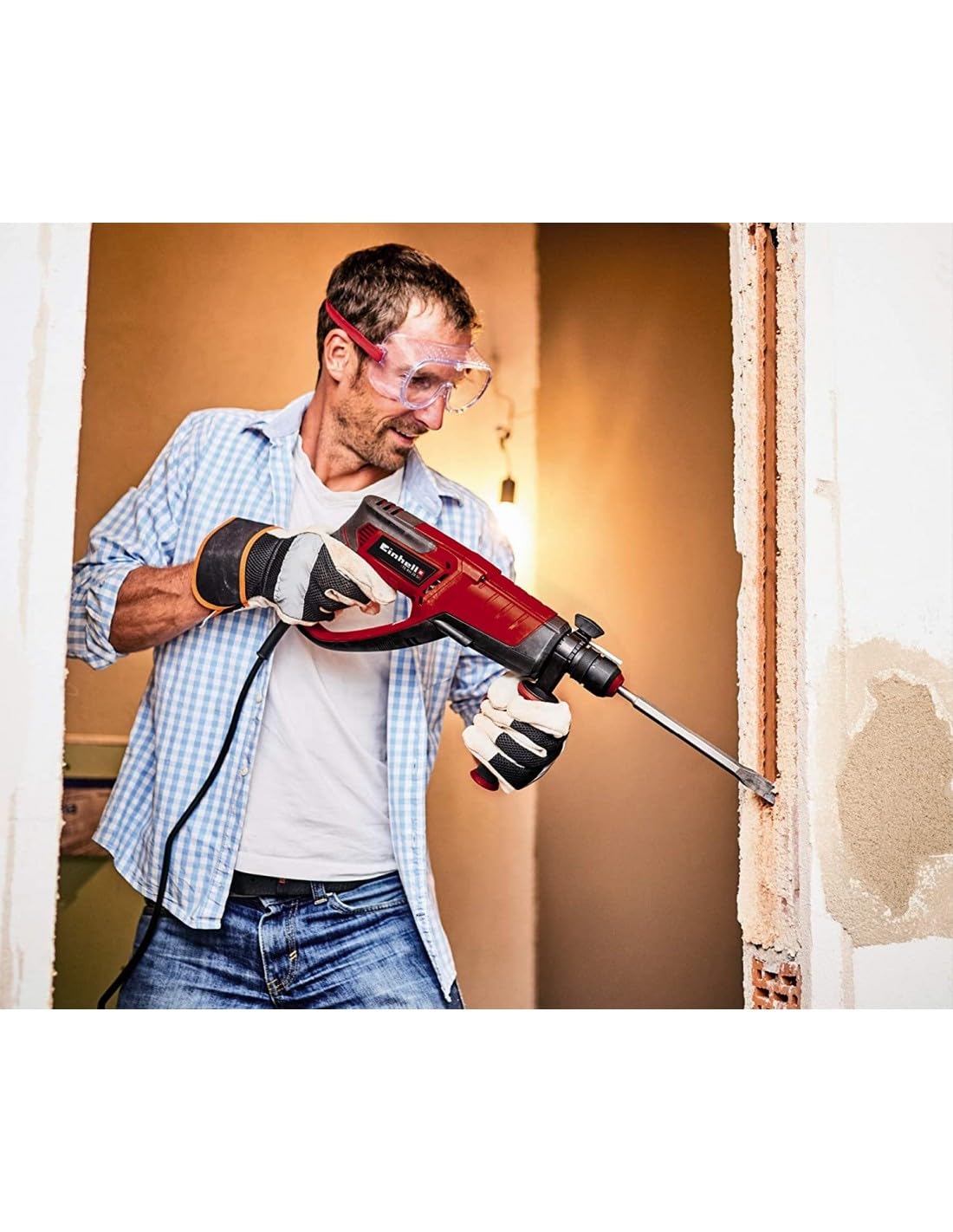 Einhell TE-RH 28 5F (950 W, 4500 min-1, 3 J odporność na uderzenia, blokada ciągłej pracy, pneumatyczny mechanizm młotka, SDS-plus, elektronika prędkościowa, metalowy ogranicznik głębokości wiercenia w zestawie E-box)