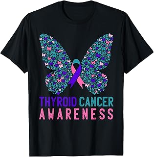 Butterfly Thyroid Cancer Awareness Month Ribbon Gift Support T-Shirt