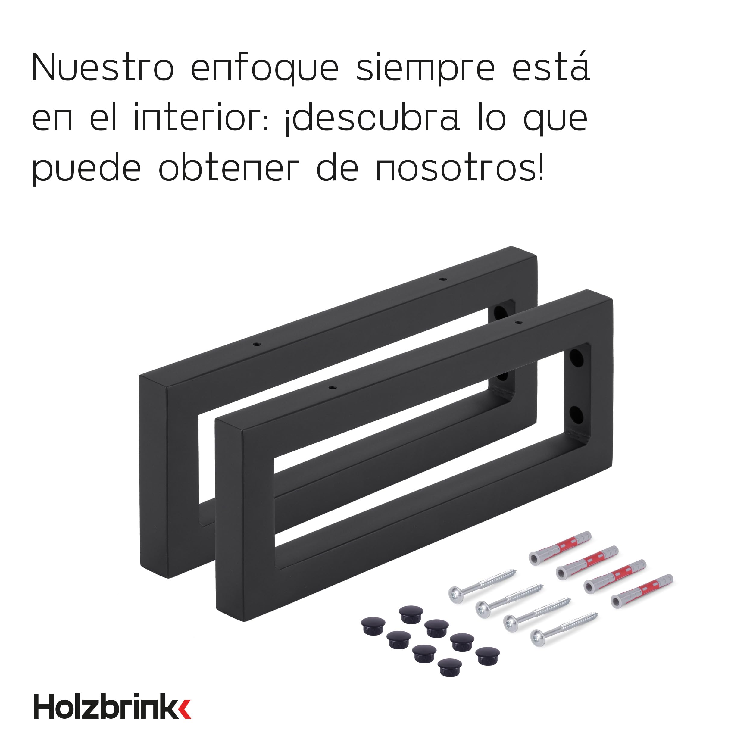 HOLZBRINK Soportes estanterías pared 40x15 cm HLA-A (2uds.) | Soportes metalicos para encimera de lavabo baño, estanterías de cocina, de TV | Color: Negro