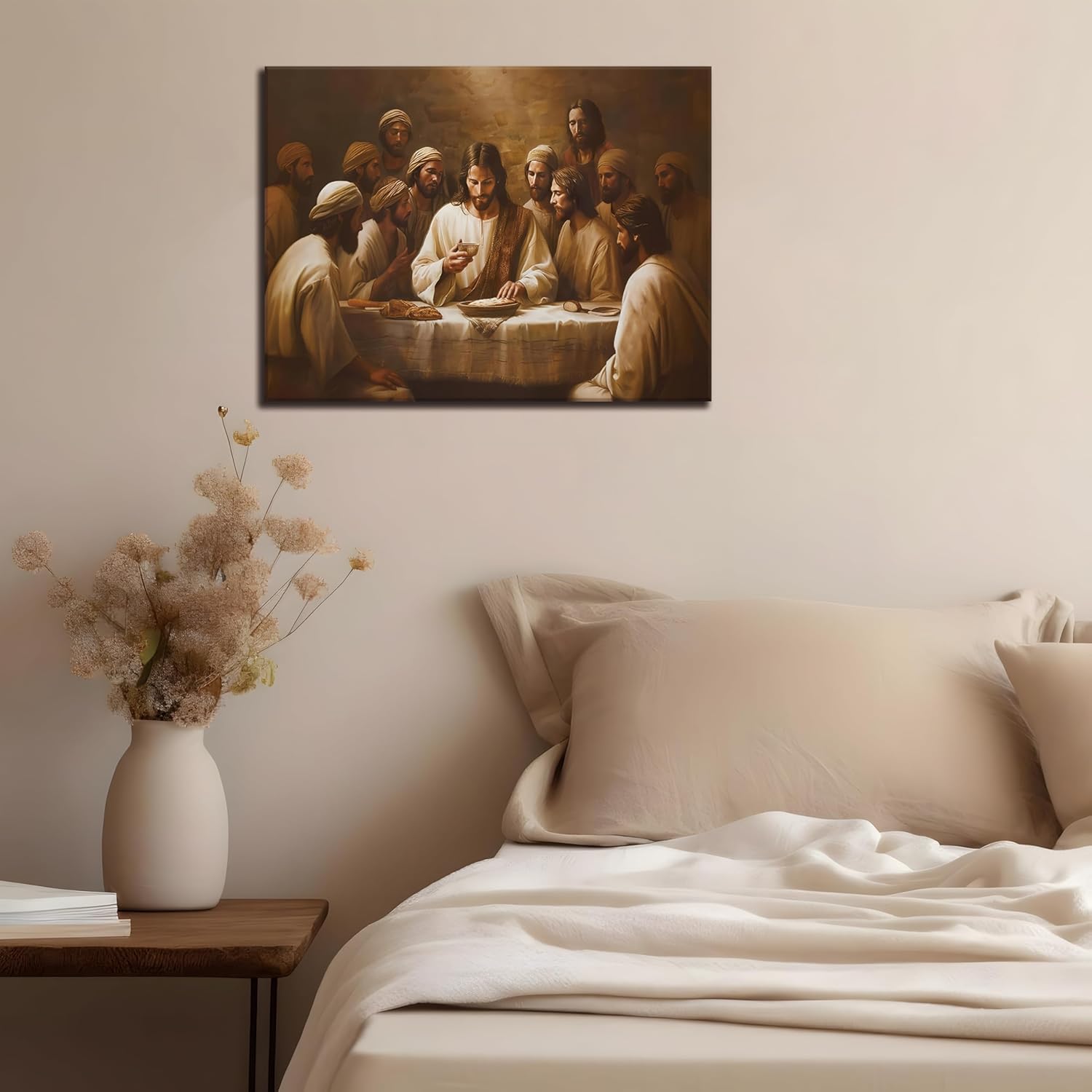 Yaneiro Framed Jesus Canvas Wall Art, Last Supper Wall Decor Painting, Christian Posters Print Dining Room Pictures for Church Home Bedroom Living Room Home Decortion 12x16 inch - Image 7