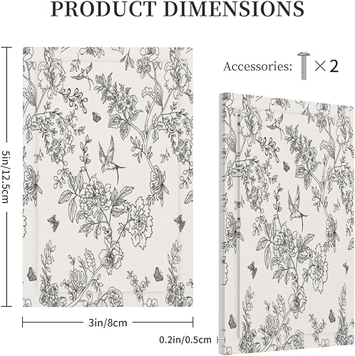 Miniatura 5 de Cubierta para interruptor de luz de 1 banda, diseño de pájaros y flores florales en blanco y negro, sin dispositivo, placa de pared decorativa en