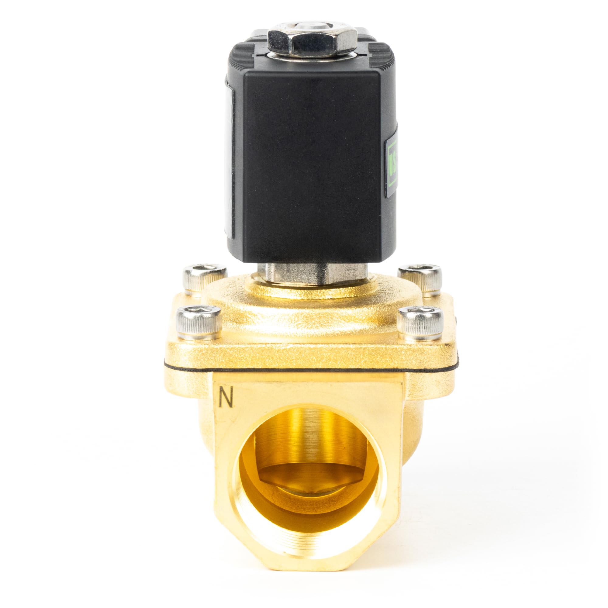 U.S. Solid Zawór elektromagnetyczny 1" - mosiądz AC 220 V z uszczelką Viton, normalnie zamknięty, typ skrzynki przyłączeniowej, gwint G