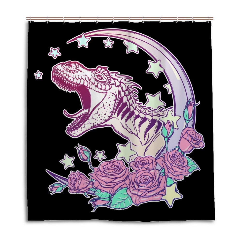 Rideau de douche dinosaure imperméable 168x183cm avec crochets
