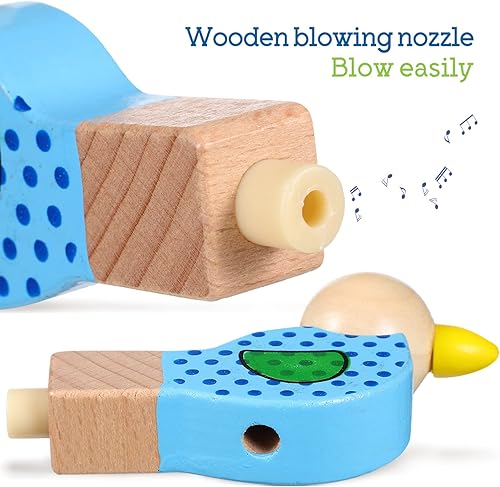 Miniatura 3 de BESPORTBLE Silbato de pájaro para niños, 8 silbatos de madera para pájaros, silbato de dibujos animados para niños, instrumento musical, silbato