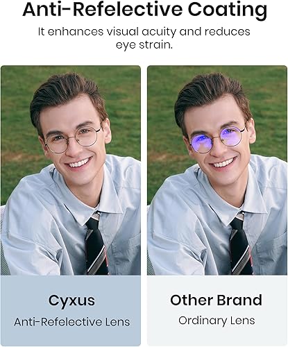 Miniatura 4 de Cyxus Lentes redondos de luz azul para hombres y mujeres, marco de alambre, lentes de computadora con bloqueo UV, lentes transparentes de metal