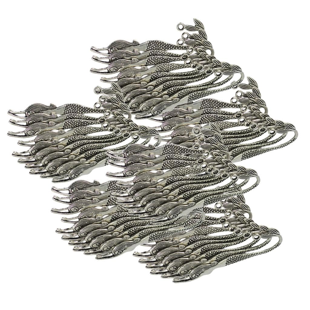 8 X 10 Stück Tibetische Perlen Lesezeichen mit Wellenmuster Und Meerjungfrauenmotiv, mit Schlaufe Zum Selbermachen