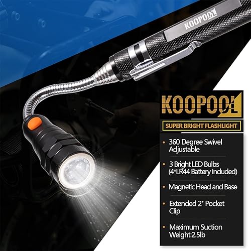 Miniatura 2 de Juego de herramientas de recogida magnética telescópica, telescopio de espejo de inspección, linterna LED, accesorios geniales para hombres,