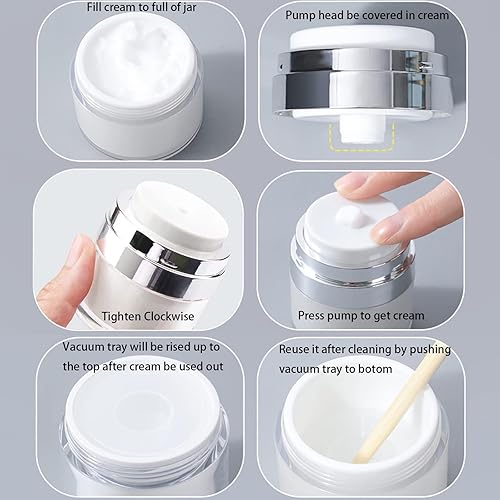 Miniatura 4 de Qeuly Botella de vacío de crema de 1 onza, botella de botella de bomba sin aire, recipientes de viaje para lociones y cremas, a prueba de fugas,