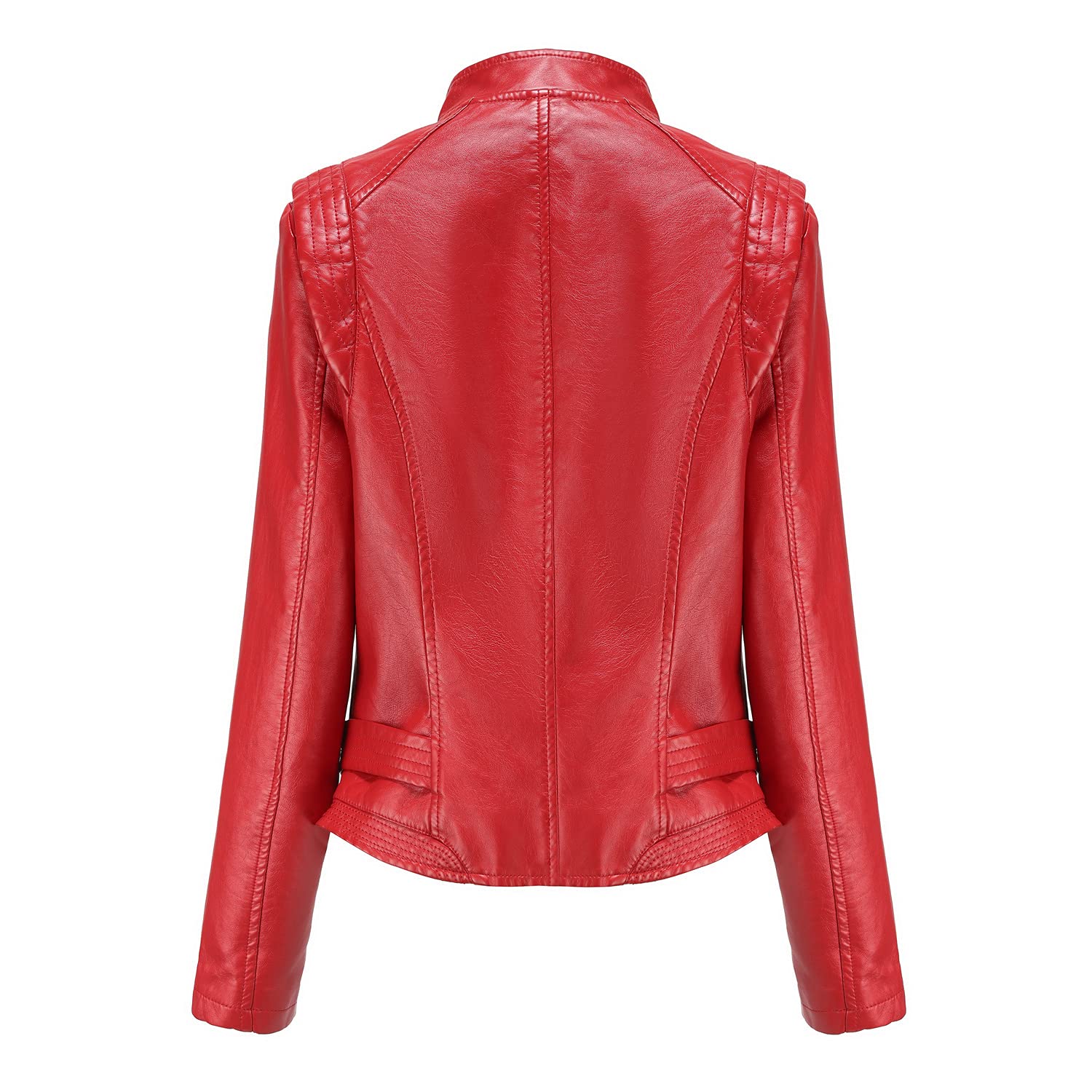 DISSA C5087N - Chaqueta de piel sintética para mujer con cremallera y cremallera para primavera y otoño