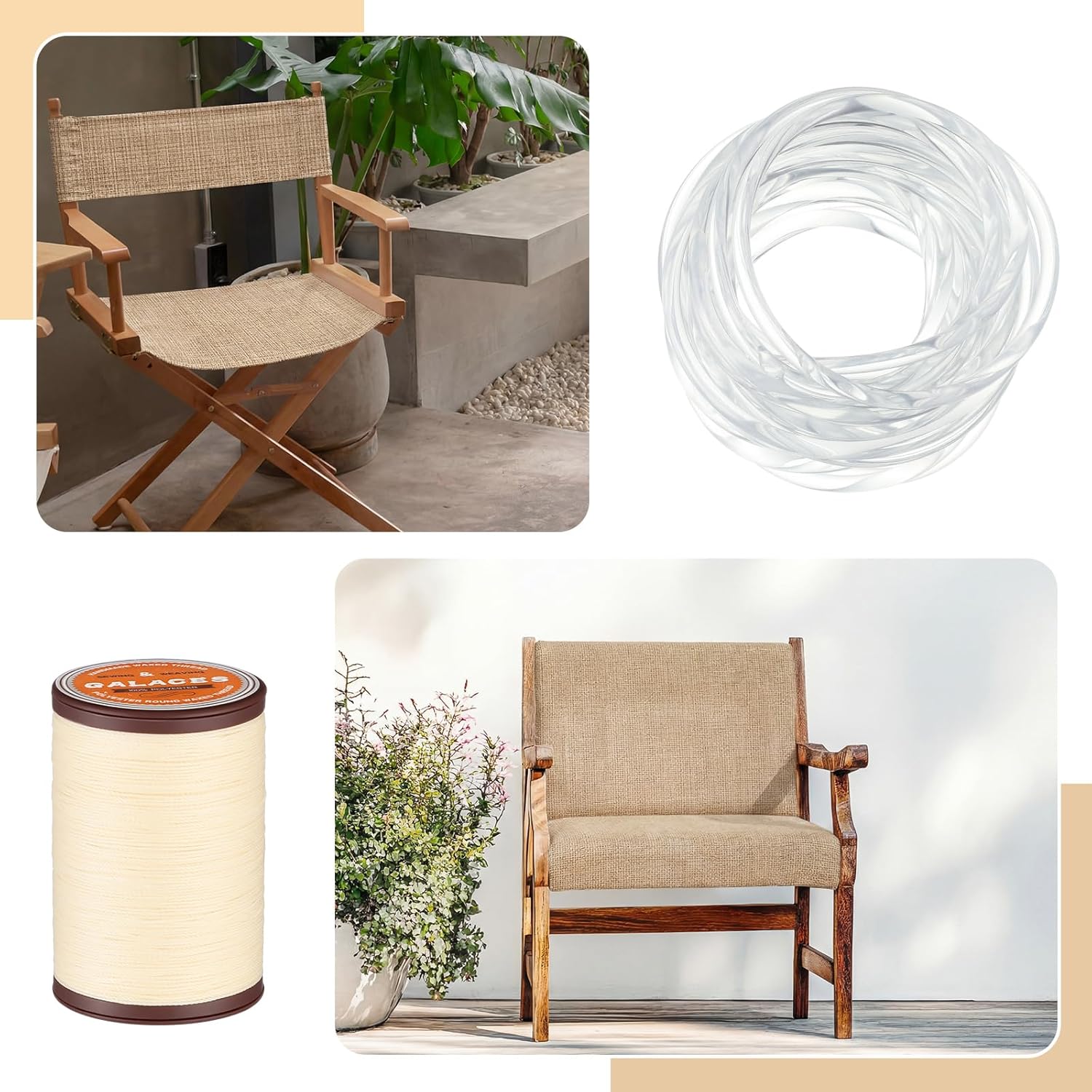 55 x 79 Inches Patio Chair Replacement Fabric Set Including 1 Pcs Sling Vinyl Chair Fabric 1pcs Heavy Duty Sewing Thread 1 Pcs Sling Spline for Outdoor Patio Furniture Repair