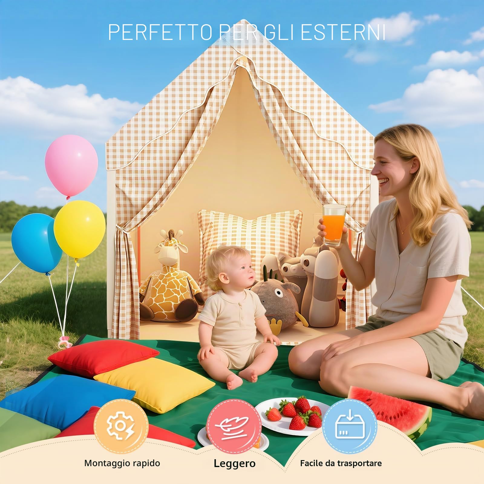 Tenda Gioco per Bambini, Tenda per Tutto per l'Interno e l'Esterno - Grande Casa dei Giocattoli per le Feste di Compleanno per Ragazzi e Ragazze, Tenda Castello da Principessa per