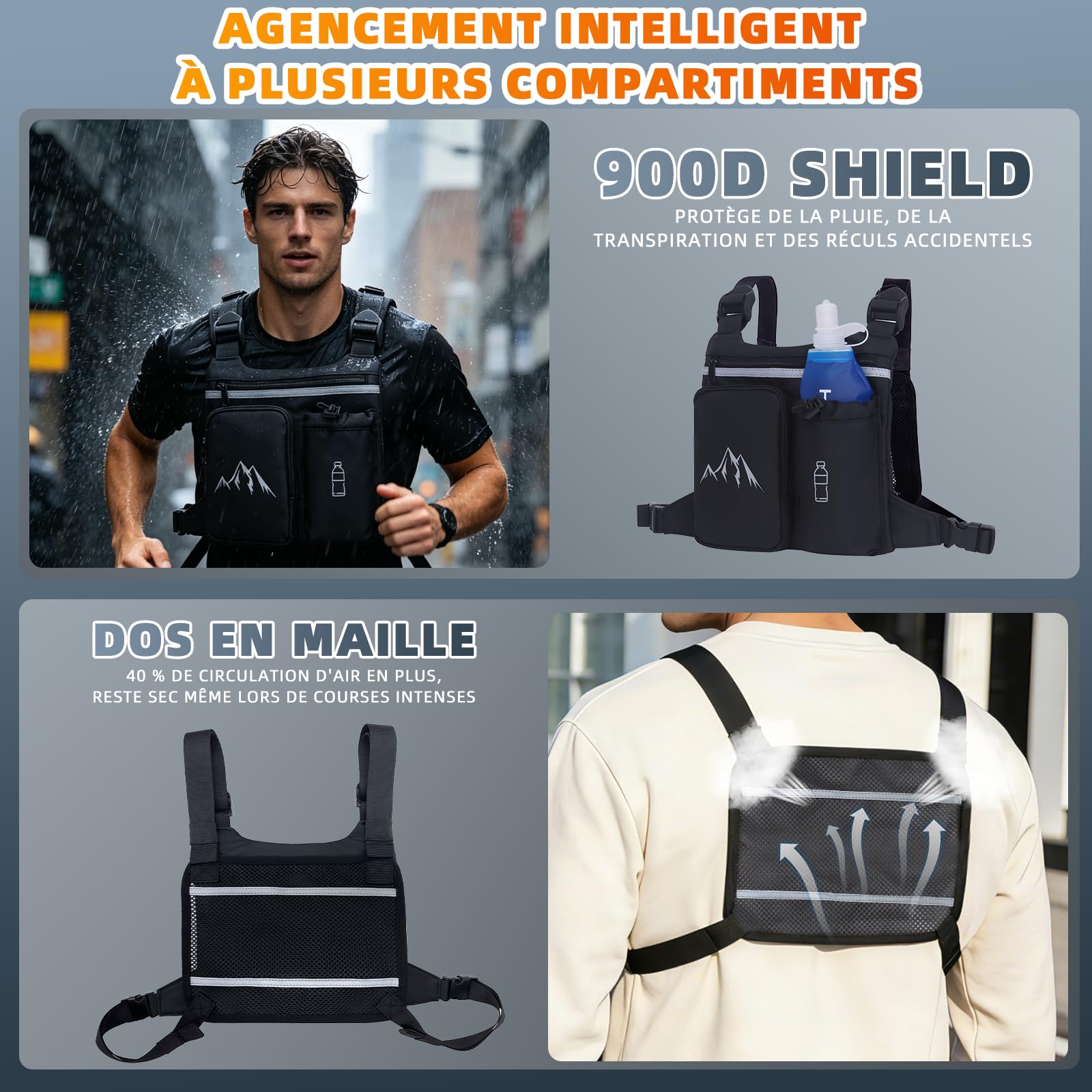Gilet de Course pour Femmes et Hommes, Gilet D'hydratation Léger, Sangles élastiques Croisées Réglables, Poche Avant pour Téléphone avec Poche à Eau en TPU de 500 ML, pour Le Marathon et la Course de