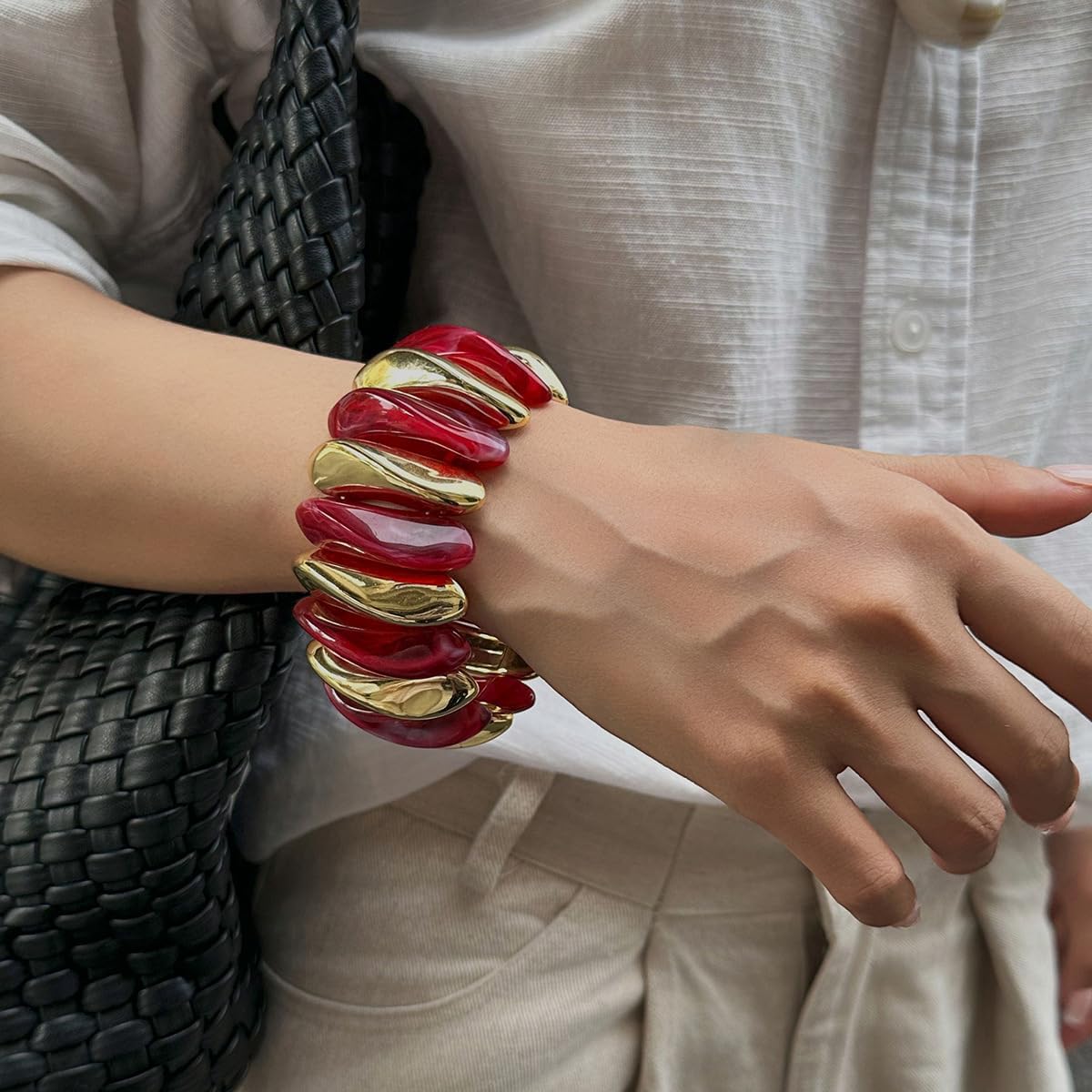 MIFYNN Acrylic Chunky Bangle Bracelets for Women Stackable Stretch Resin Bracelet Minimalist Colorful Bangle Vintage Boho Chic Wristband Jewelry for Women - Image 2