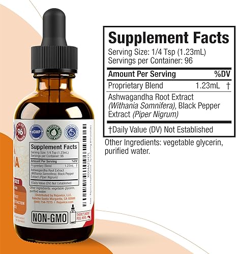 Miniatura 6 de Rejuvica Health Ashwagandha activa 4oz XL Super Size  Suplemento líquido avanzado  Gotas de extracto de Withania Somnifera  Raíces de Ashwagandha
