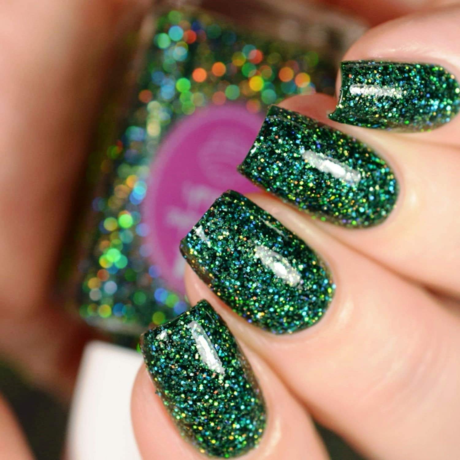 Mahir Glitter Supreme Quality "Green Holographic Premium Glitter" Multi Purpose Glitter Powder 20 Gm Pack for use with Arts & Crafts & Weddings Cards Flowers & Cosmetic Face Eye Body & Nails Skin Hair. 4