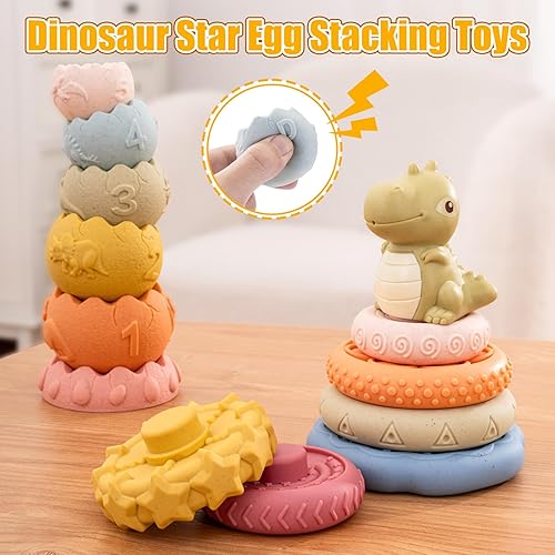 Miniatura 5 de Montessori - Juguetes sensoriales para bebés, juego de 26 juguetes apilables para más de 36 meses, bloques de construcción suaves, sin BPA, juguetes