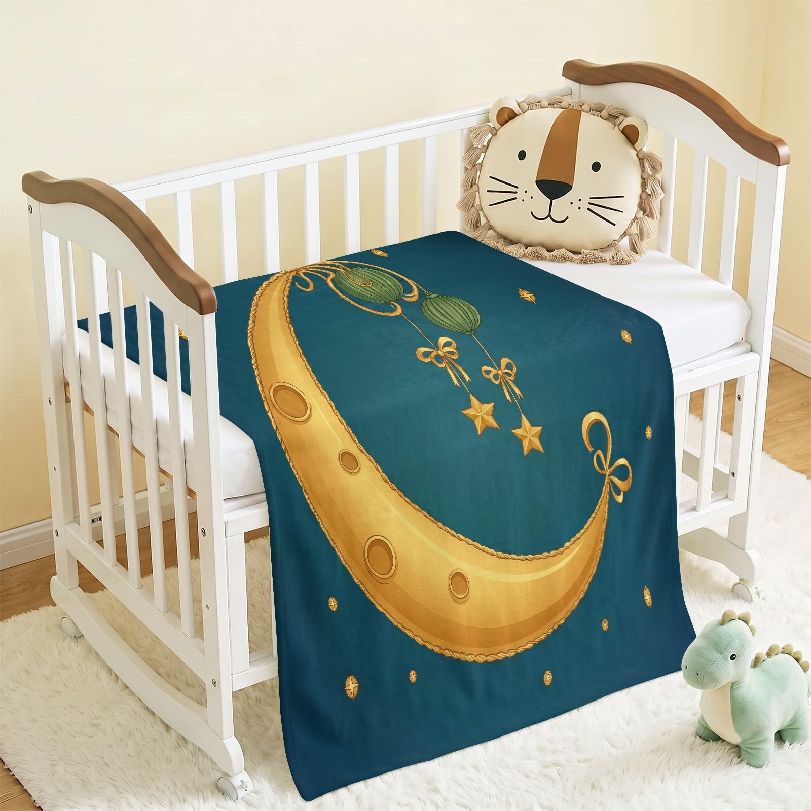 Podwójny koc 200 x 220 cm, fantazyjny owca, estetyczny księżyc nocne niebo, nadruk, miękki, przytulny, flanelowy, puszysty, pluszowy koc dla kobiet, dziewcząt, dzieci, dorosłych, nastolatków, pokoju