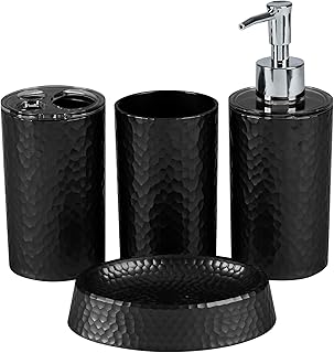 Bath Bliss 4 Piece Bath Accessory Set | Hammered Textured Design | 4 Pie...