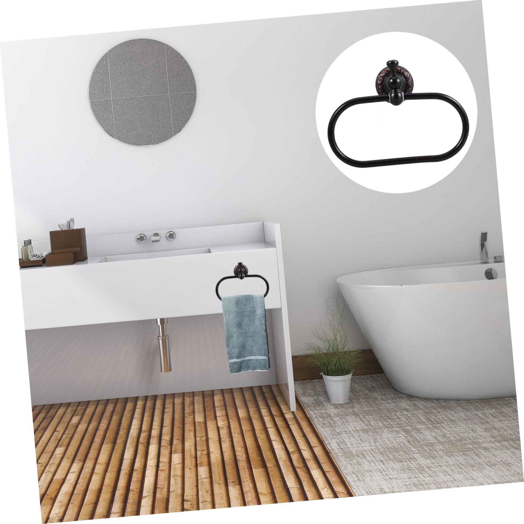 Homoyoyo Anello Portasciugamani in Rame Portasciugamani a Forma Ellittica da Parete per Bagno Appendi Asciugamani Design Moderno per Casa e Cucina