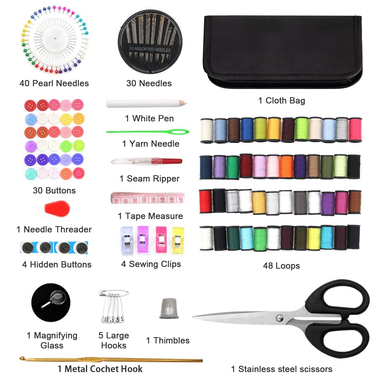 TSLRSA 1 x multifunctioneel naaigereedschap met naald en draad, naaldenset en reisgaden, accessoires voor naald en draad, geschikt voor beginners, studenten, thuis, reizen en noodgevallen