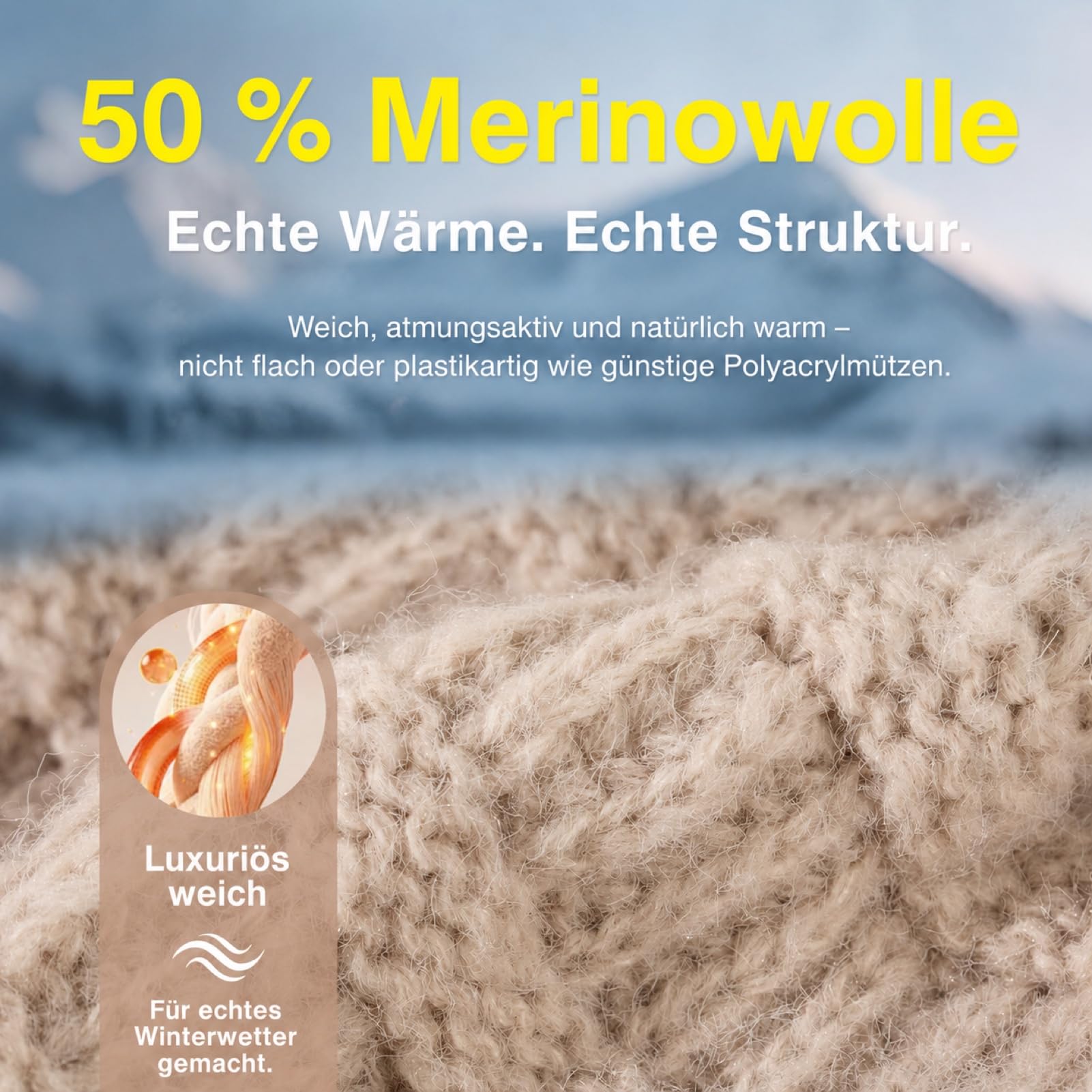 TOP-EX Damska czapka zimowa Beanie 50% wełna merynosowa z otworem na