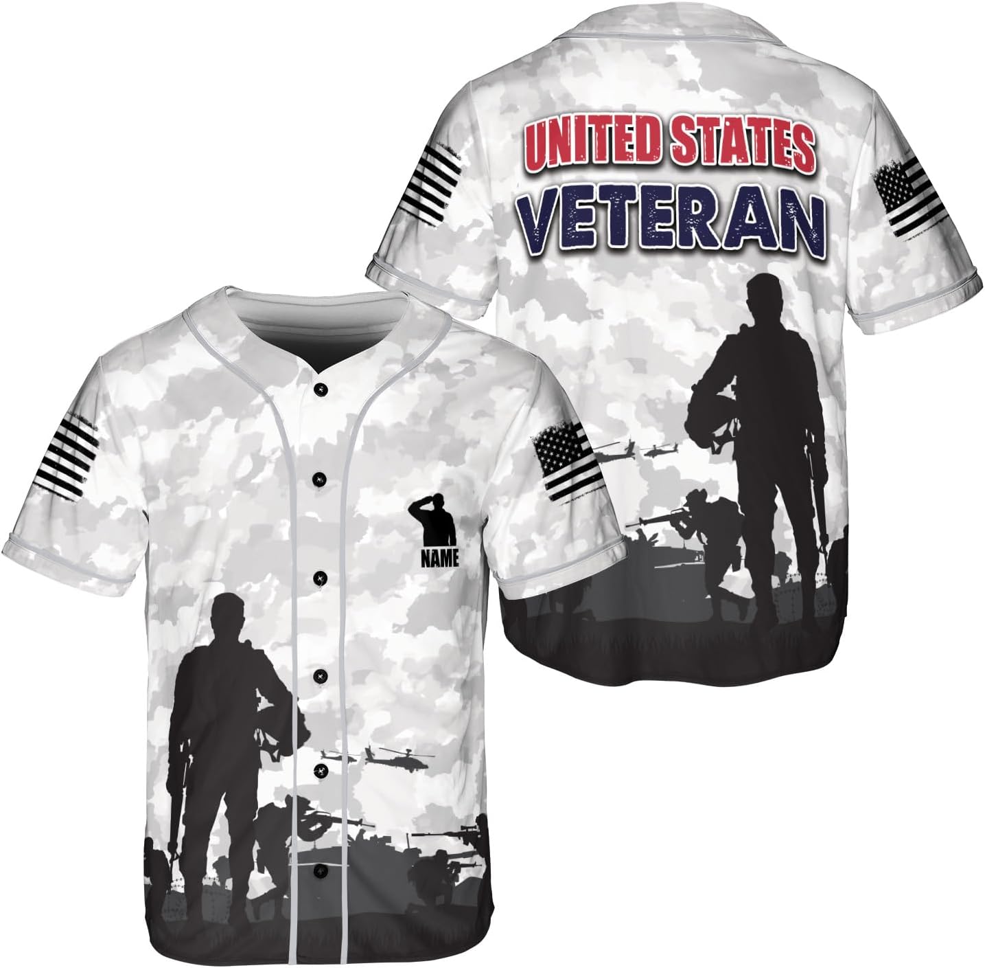 Personalized US Army Baseball Jersey Shirt, US Army Shirt Gift Veterans Day Shirts for Men Women US Military Army
