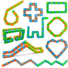 Yeefunjoy 6 Pack 24 Links Wacky Tracks Snap and Click Fidget Toys | Finger Sensory Toys, Snake Puzzles for Stress Relief, Party Bag Fillers, Party Favours, Random Color