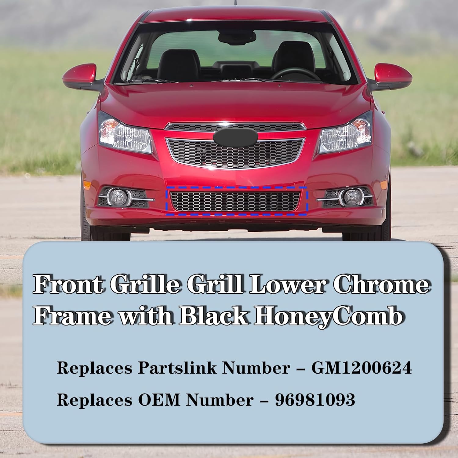 CarPartsDepot Front Grille Middle Grill Compatible With Chevrolet 2011-2014 Cruze GM1200624 96981093