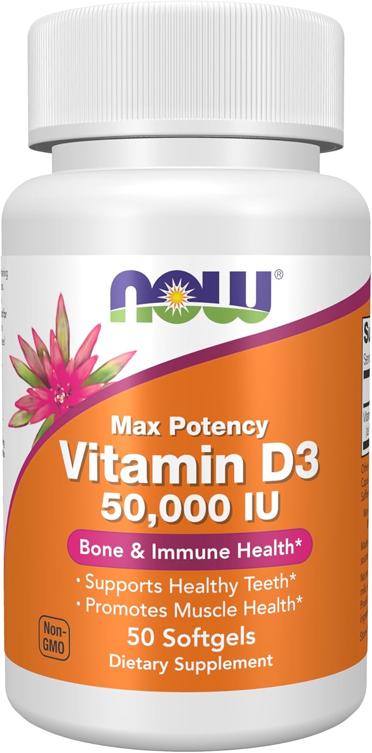 NOW Foods Supplements, Vitamin D-3 50,000 IU Softgels, 50 softgels