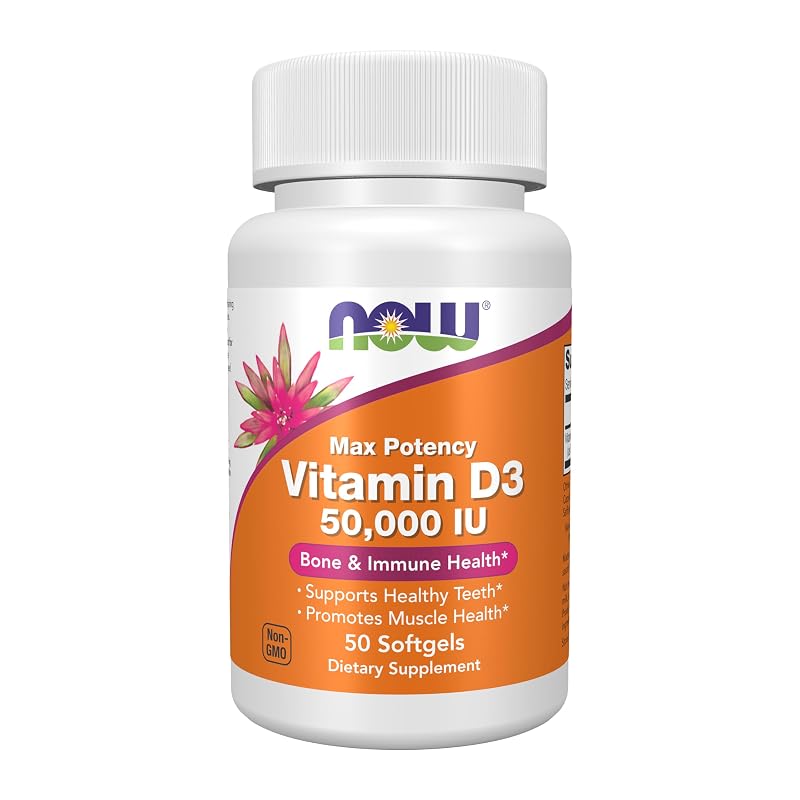 NOW Vitamina D3 50.000 UI, 50 cápsulas gelatinosas