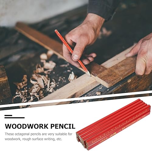Miniatura 3 de HOMSFOU 72 Uds. Marcador de carpintería, lápices mecánicos, lápices de carpintero planos, lápices de lápiz negro duro, lápiz de marcado mecánico,