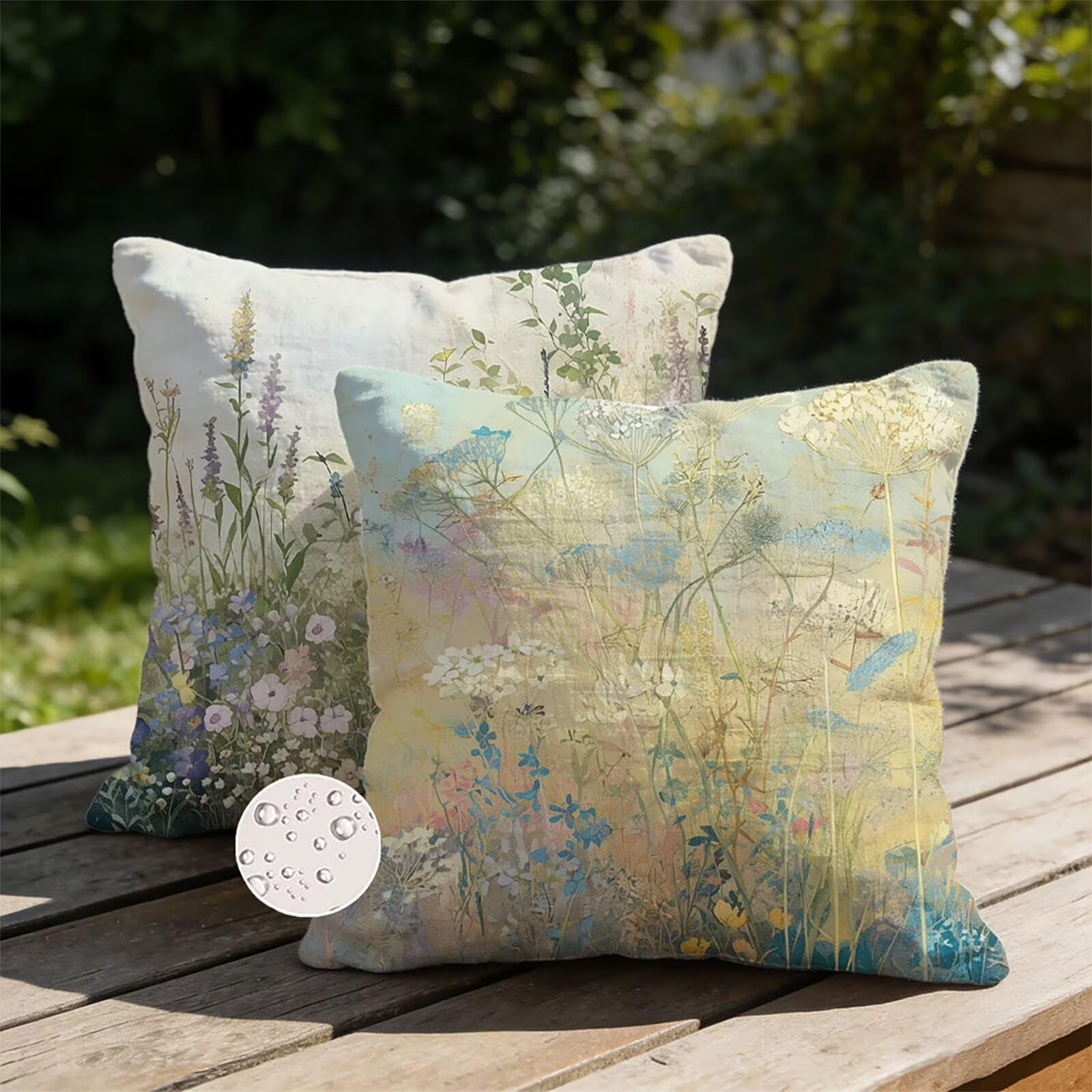 Generisch Outdoor Kissen Wetterfest 60x60cm Botanischer Dekokissen Kissenbezüge Blume Kissenhülle Sommer Sofakissen für Wohnzimmer Schlafzimmer Garten Dekorative 2er Set. Q-2144