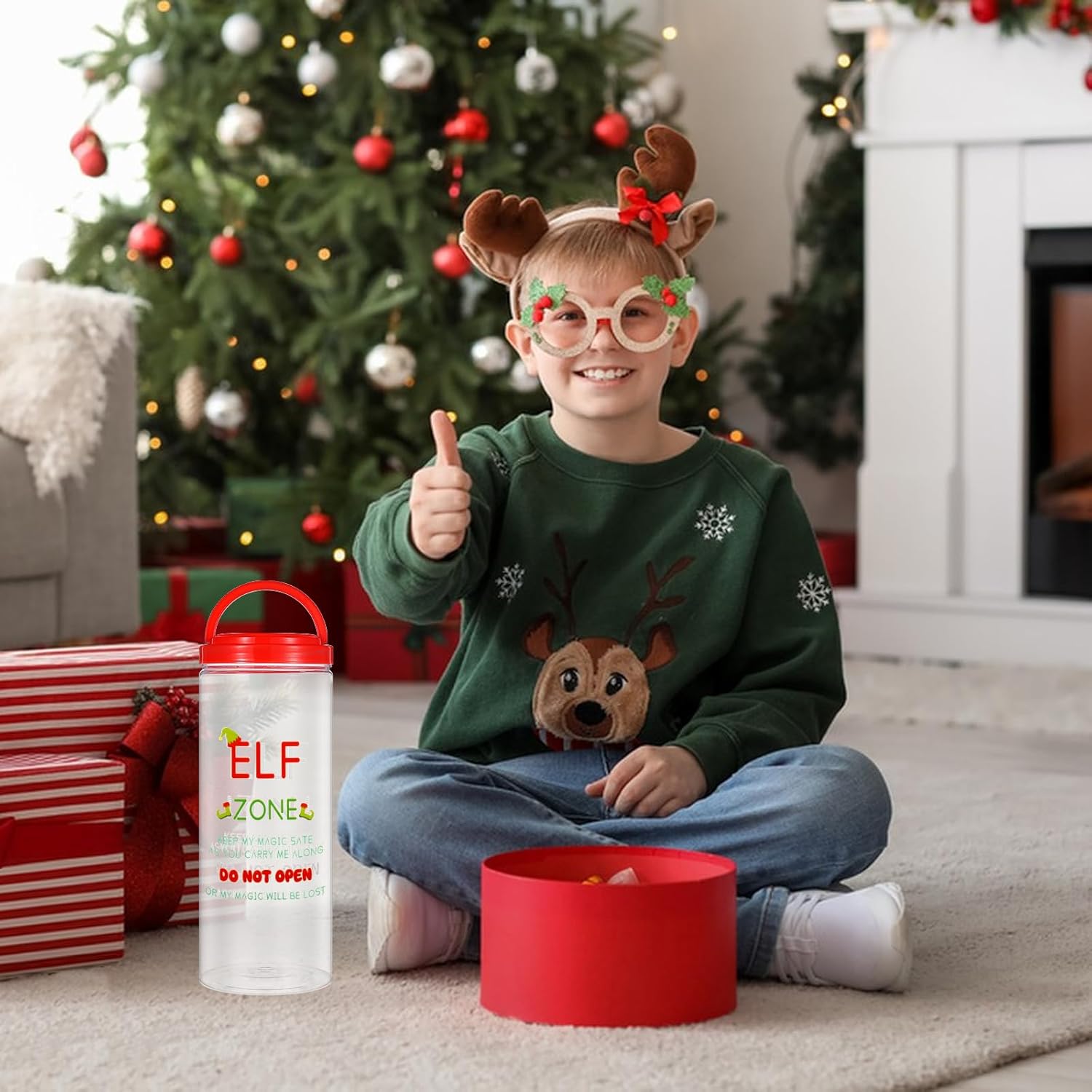 2 PCS Christmas Elf Carrier, 12.2 Inch Portable Plastic Elves Carrying Case with Lids Handle Christmas Elf Decoration Container for Xmas Holiday Family Travel Adventures Gift Decor